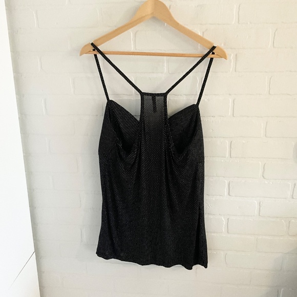 Vintage Y2K Babydoll tank top racer back Metallic polka dot Dark Fairy Grunge XL - Picture 6 of 11